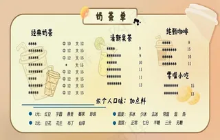 奶茶菜单图片