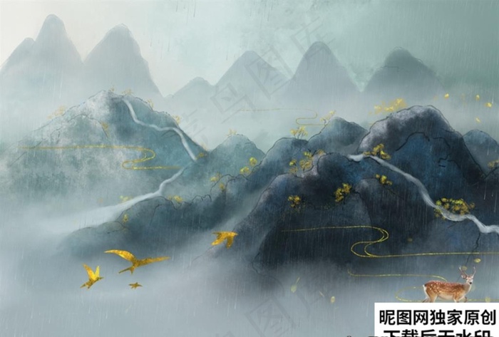 中式背景图片(3508X2480(DPI:300))psd模版下载