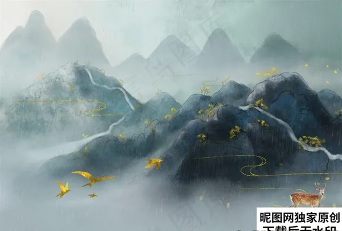 中式背景图片(3508X2480(DPI:300))psd模版下载