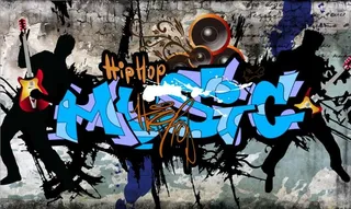 欧美风街头MUSIC涂鸦酒吧背图片