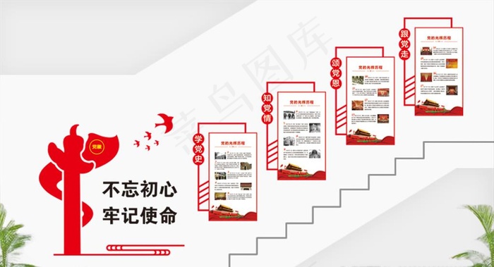 不忘初心 文化墙 楼道文化图片(210X297)psd模版下载