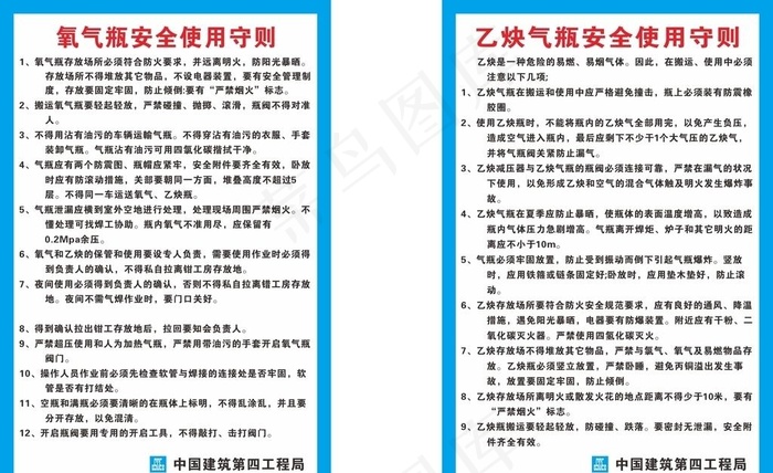 氧气 乙炔安全使用规则制度图片cdr矢量模版下载