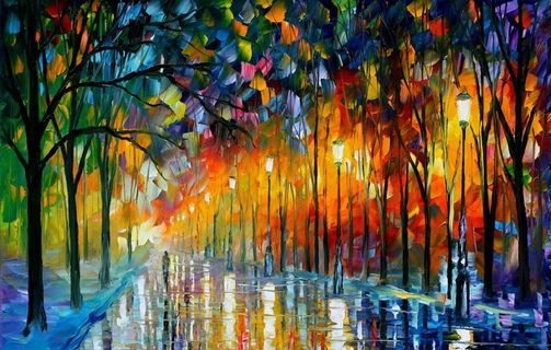 抽象城市街道油画图片