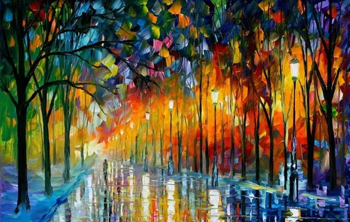 抽象城市街道油画图片