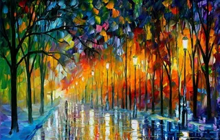 抽象城市街道油画图片