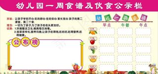 幼儿园一周食谱及伙食公示栏图片