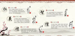 仁义礼智信 国学板报 中式边框图片