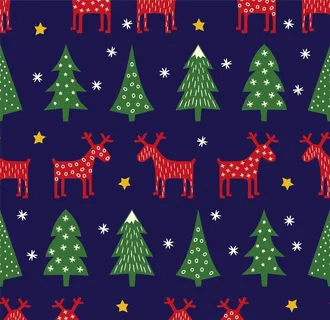 北欧复古圣诞麋鹿圣诞树印花图案图片