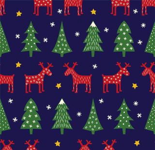 北欧复古圣诞麋鹿圣诞树印花图案图片