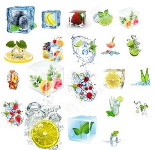 冰块水果冰块元素图片