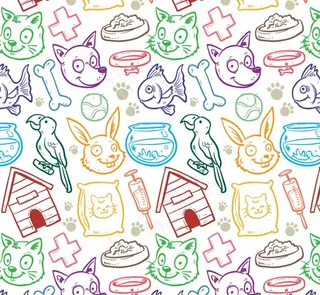 彩绘宠物元素无缝背景图片