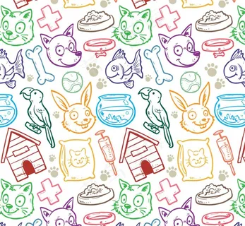 彩绘宠物元素无缝背景图片 彩绘宠物元素无缝背景图片