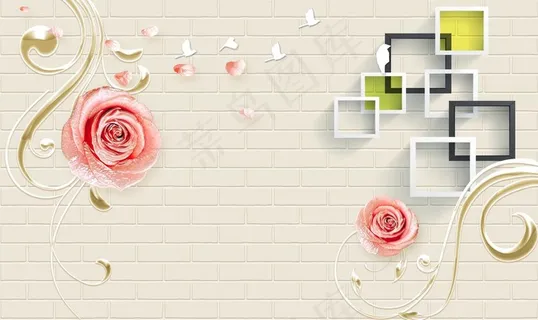 墙砖方块瓷砖背景墙壁画图片