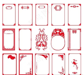 中国风复古花纹红色线条底纹背景图片