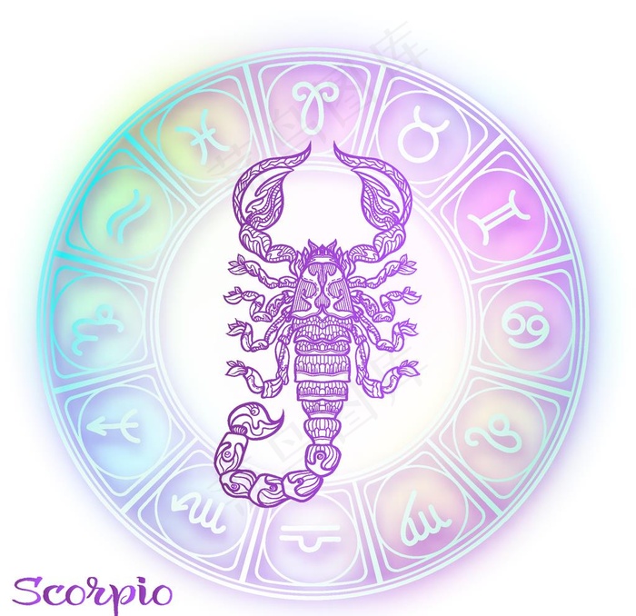 手绘十二星座图片eps,ai矢量模版下载