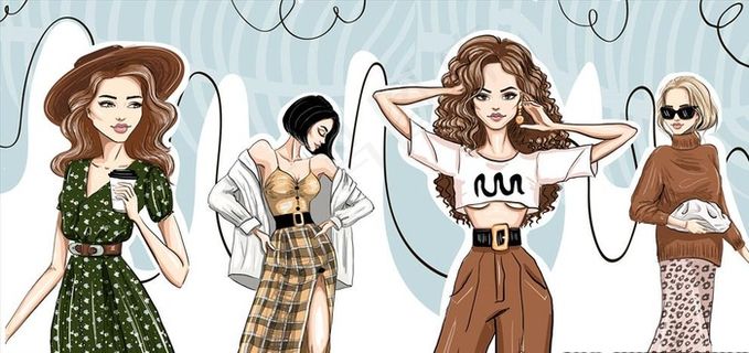 矢量人物模特插画图片