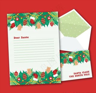 圣诞袜圣诞树叶信纸图片