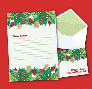 圣诞袜圣诞树叶信纸图片
