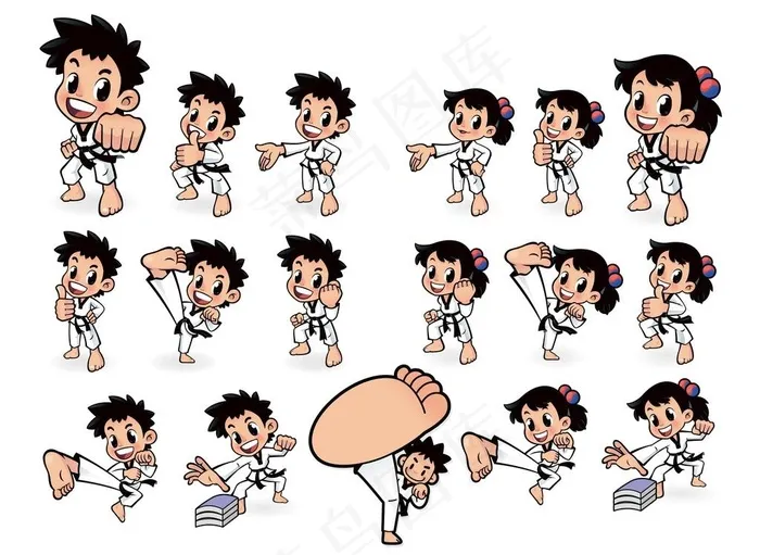 跆拳道小人图片ai矢量模版下载