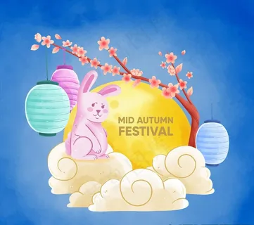 中秋节兔子月亮贺卡图片 中秋节兔子月亮贺卡图片
