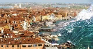 大海城市建筑风景海啸图片