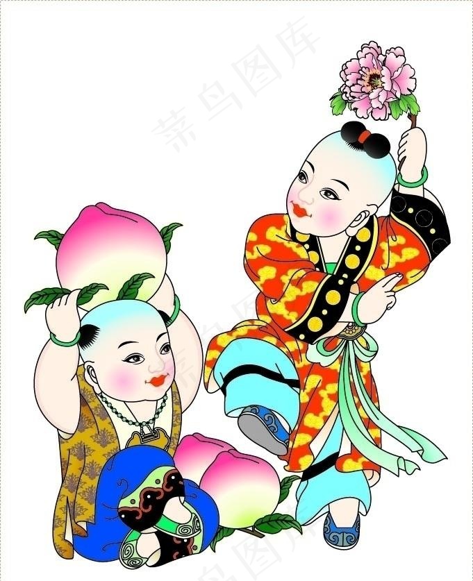 百子图图片ai矢量模版下载
