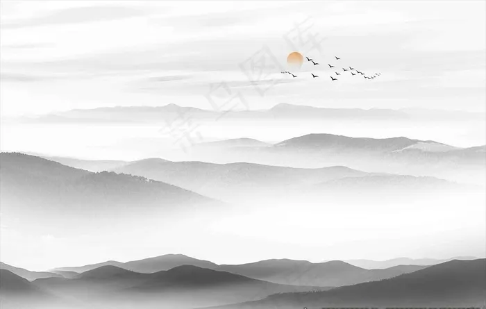 山水山水画图片(7087X4724(DPI:300))psd模版下载