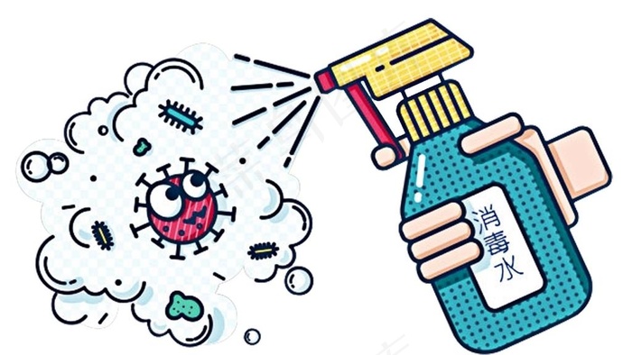 卡通消毒喷雾预防新冠状病毒肺炎图片