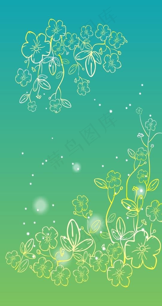 渐变绿色小花图片