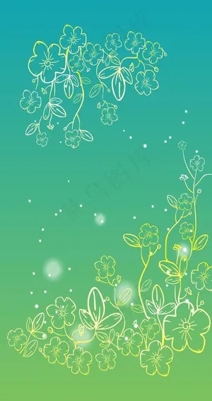 渐变绿色小花图片