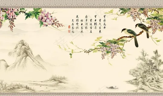 中式花鸟山水图片 中式花鸟山水图片