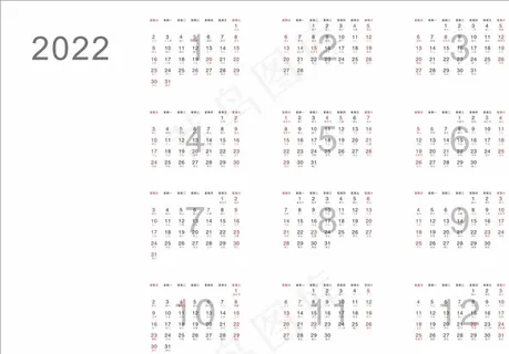 2022 年 日历 月历 年历图片