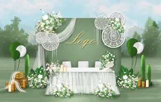 绿色森系户外婚礼效果图设计图片