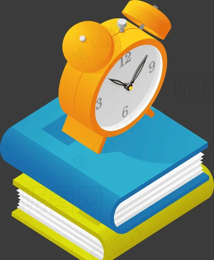 书本闹钟图片ai矢量模版下载