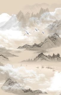 新中式山水玄关背景图片