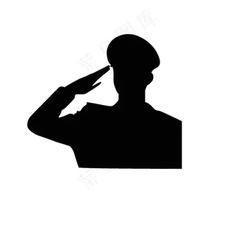 军人敬礼剪影矢量文件图片