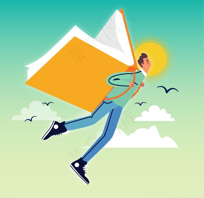 手绘书本人物图片