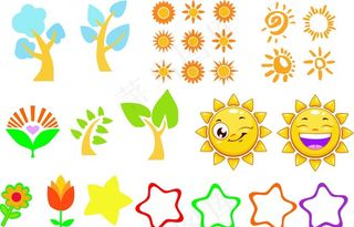 卡通  小太阳 小树图片