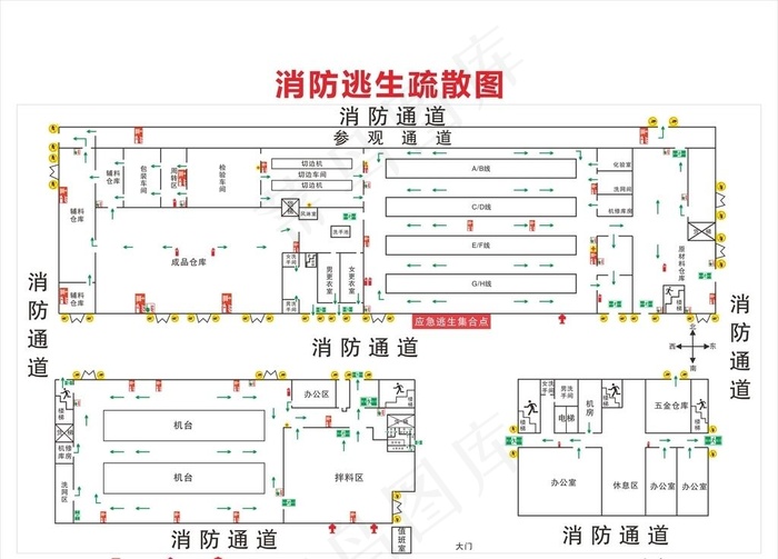 消防疏散图逃生图图片cdr矢量模版下载