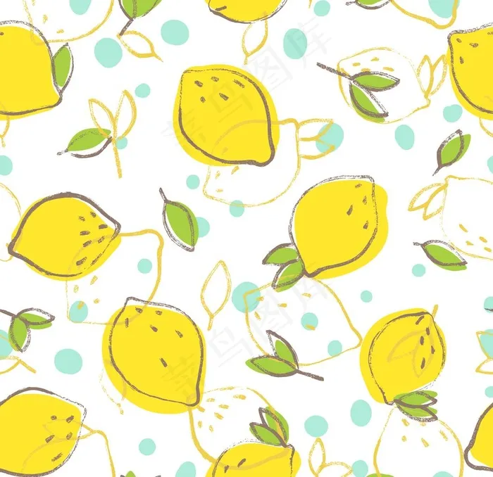 柠檬手绘风平铺图图片eps,ai矢量模版下载
