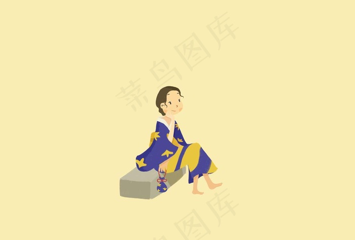 手绘和服少女图片