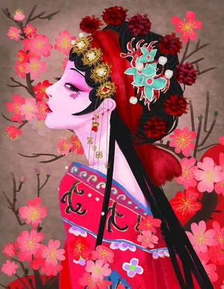 京剧花旦古风插画图片