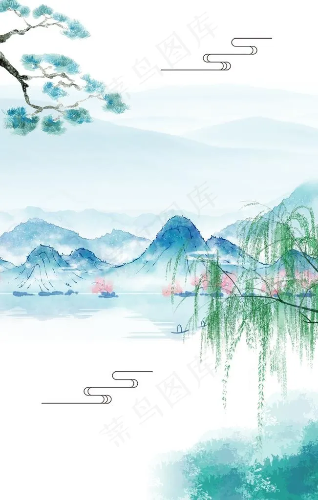 水墨山水图片(3545X5315(DPI:300))psd模版下载