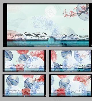 中国风水墨油纸伞旋转视频素材