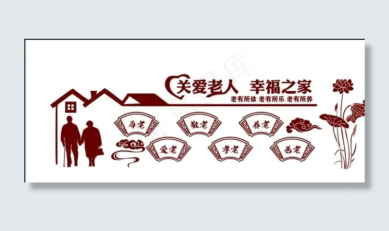 关爱老人文化墙图片cdr矢量模版下载