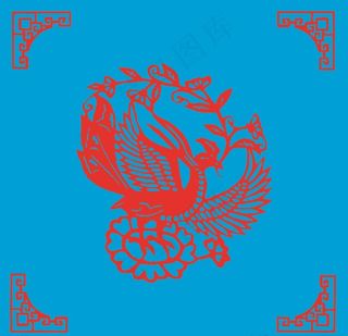 金鸡叼花剪纸图片