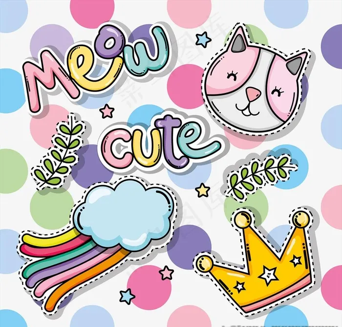 可爱卡通插画图片eps,ai矢量模版下载