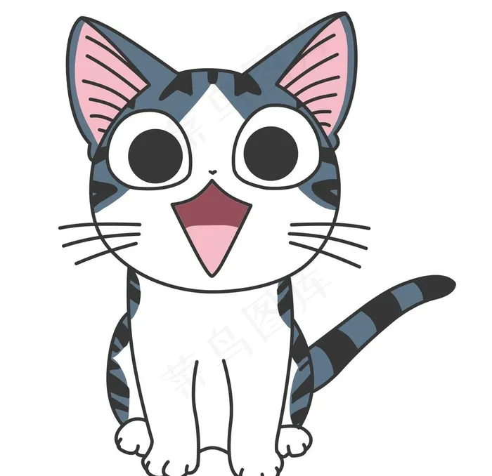 可爱卡通灰色小猫咪图片psd模版下载