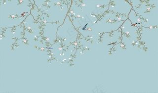花鸟画 背景墙图片