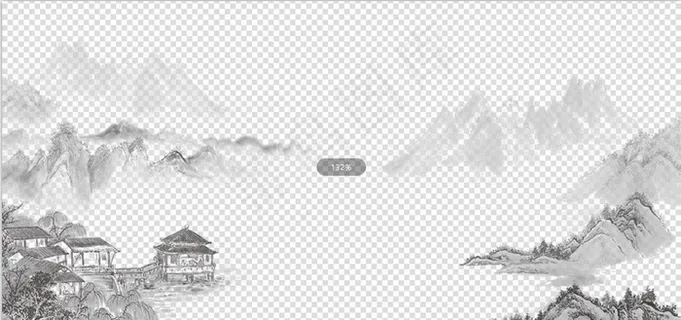 水墨古风山水画装饰png底图图片